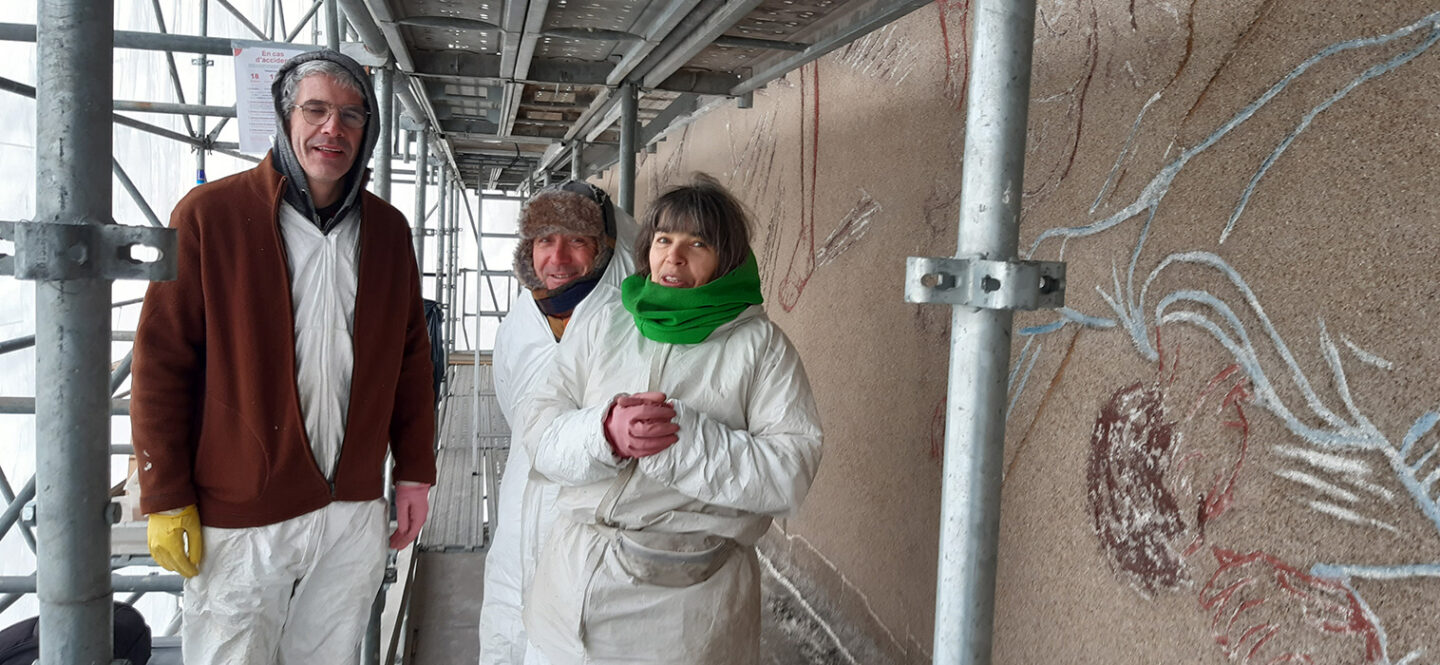 Une partie de l'équipe de restaurateurs avec FrançoiseJoseph, février 2025