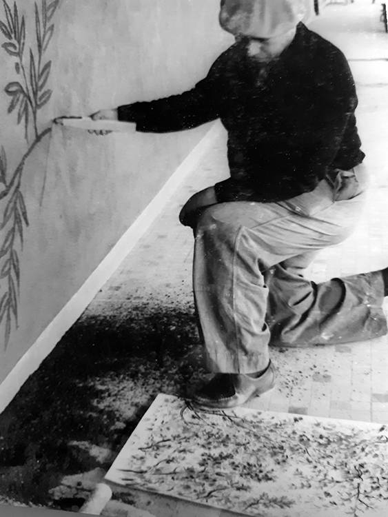 Gravure sur ciment frais d'après croquis