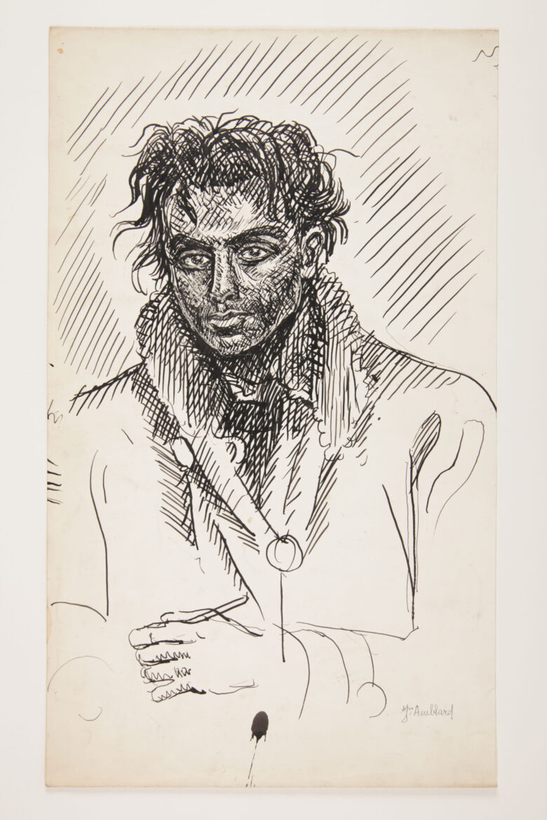 Autoportrait . Encre de Chine. 1945