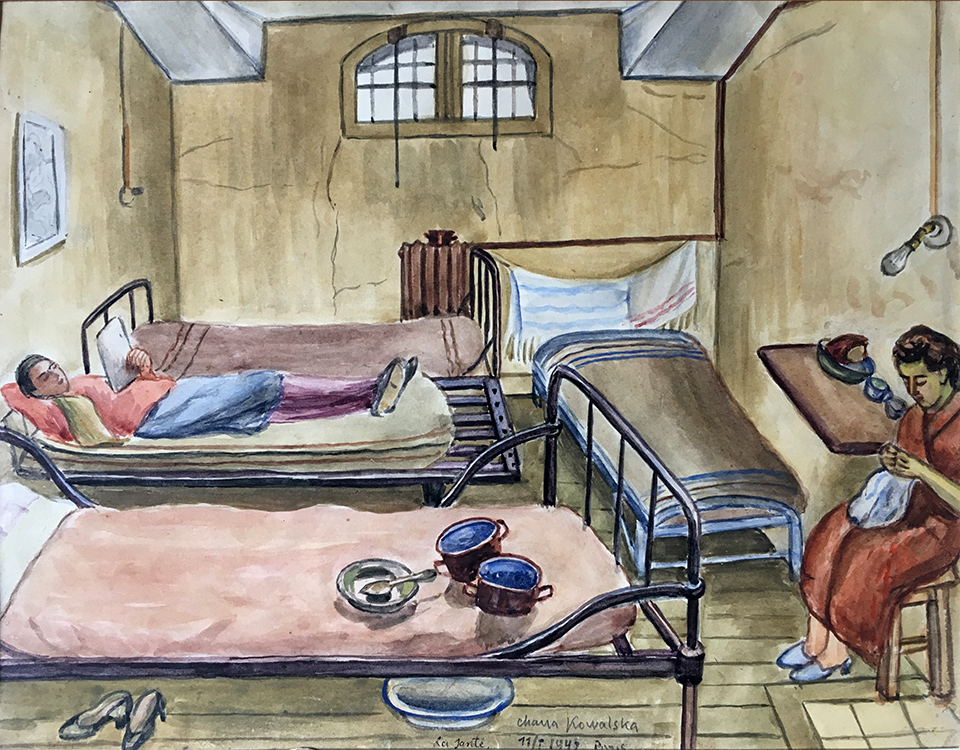 Chana Kowalska, Cellule de la prison de la Santé. 1941. (Musée de la Résistance nationale. Champigny).