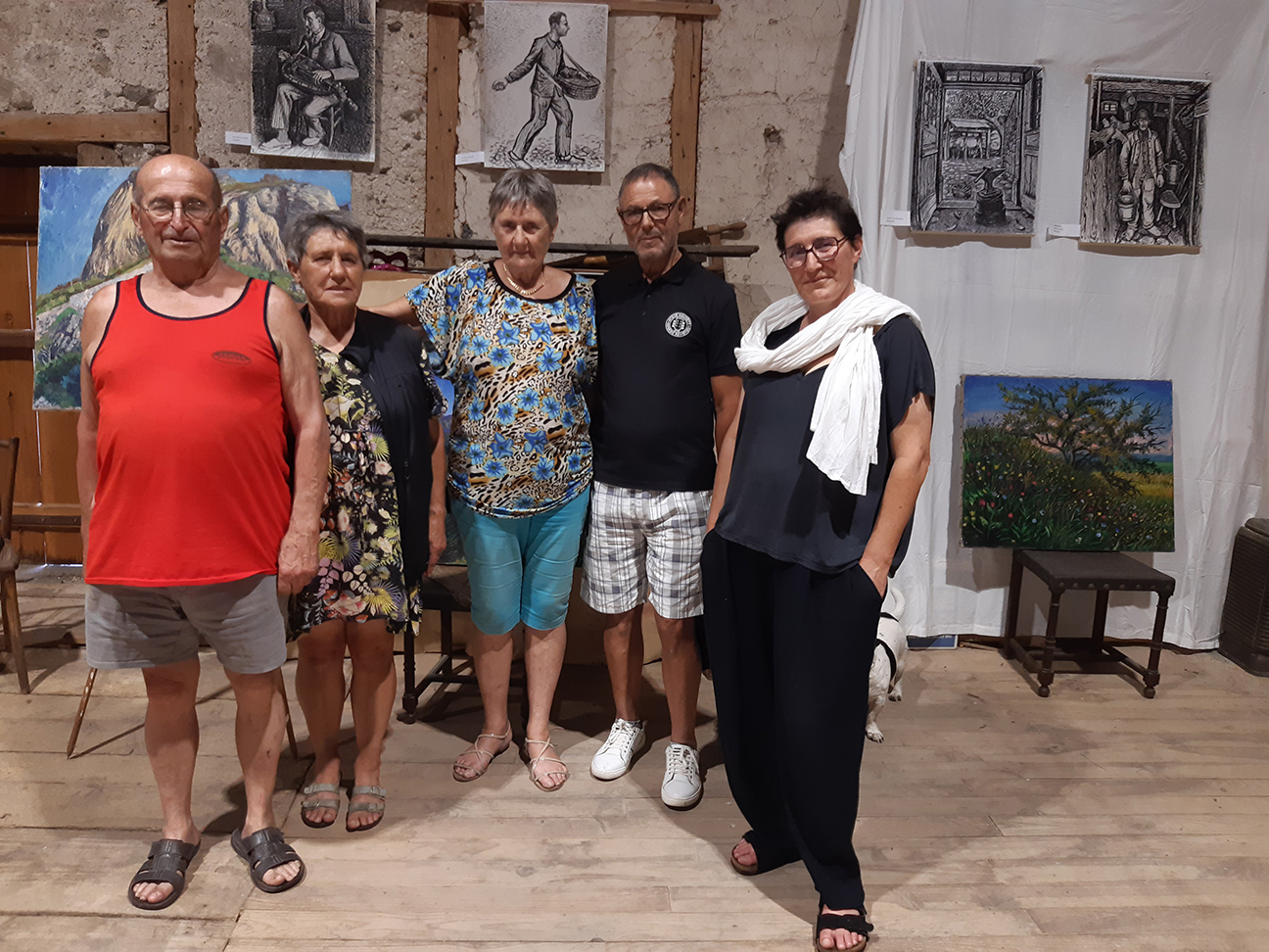La famille Jallat devant le dessin de Jallat semeur!
